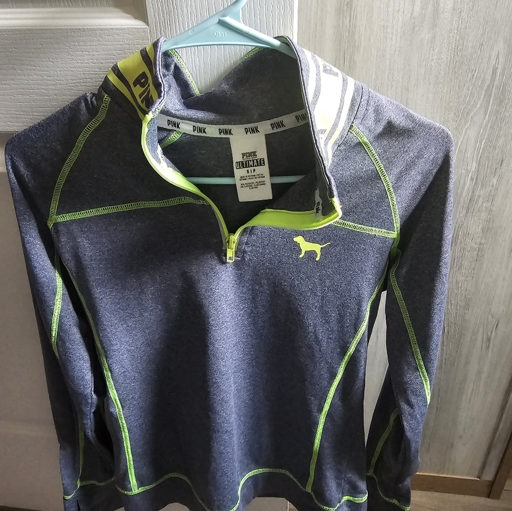 Victoria's Secret PINK Charcoal and Lime Hoodie